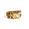 22K Gold Double Floral Ring with 5 Diamonds 22K Gold Double Floral Ring with 5 Diamonds