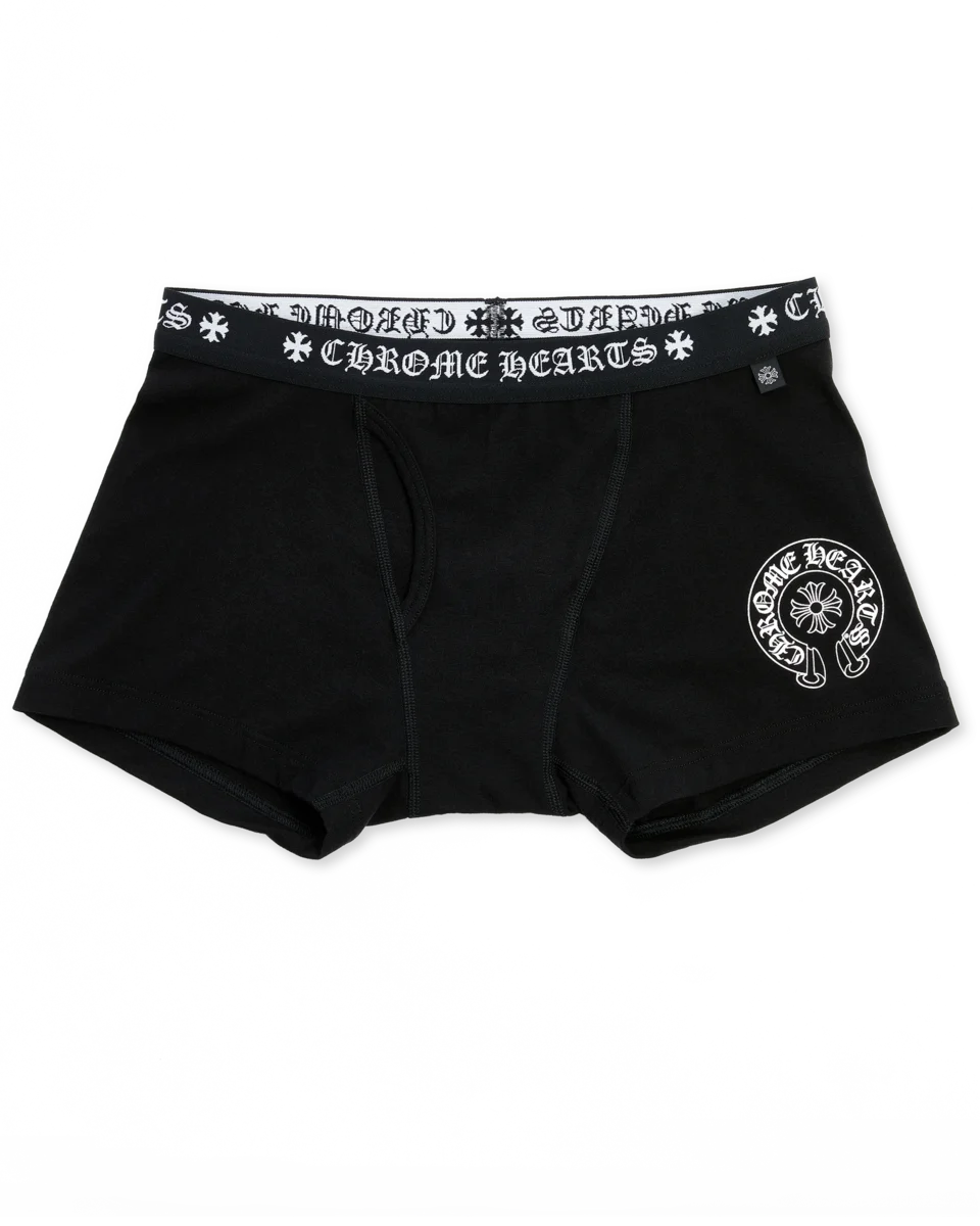 Black Cotton Boxer Brief with Black and White Jacquard Black Cotton Boxer Brief with Black and White Jacquard