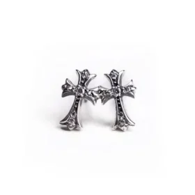 Ch Cross Baby Fat Stud Pierce with Pave Diamond
