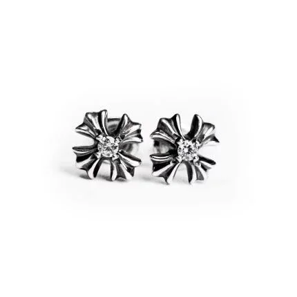 Ch Plus Stud Earrings with Diamonds Ch Plus Stud Earrings with Diamonds