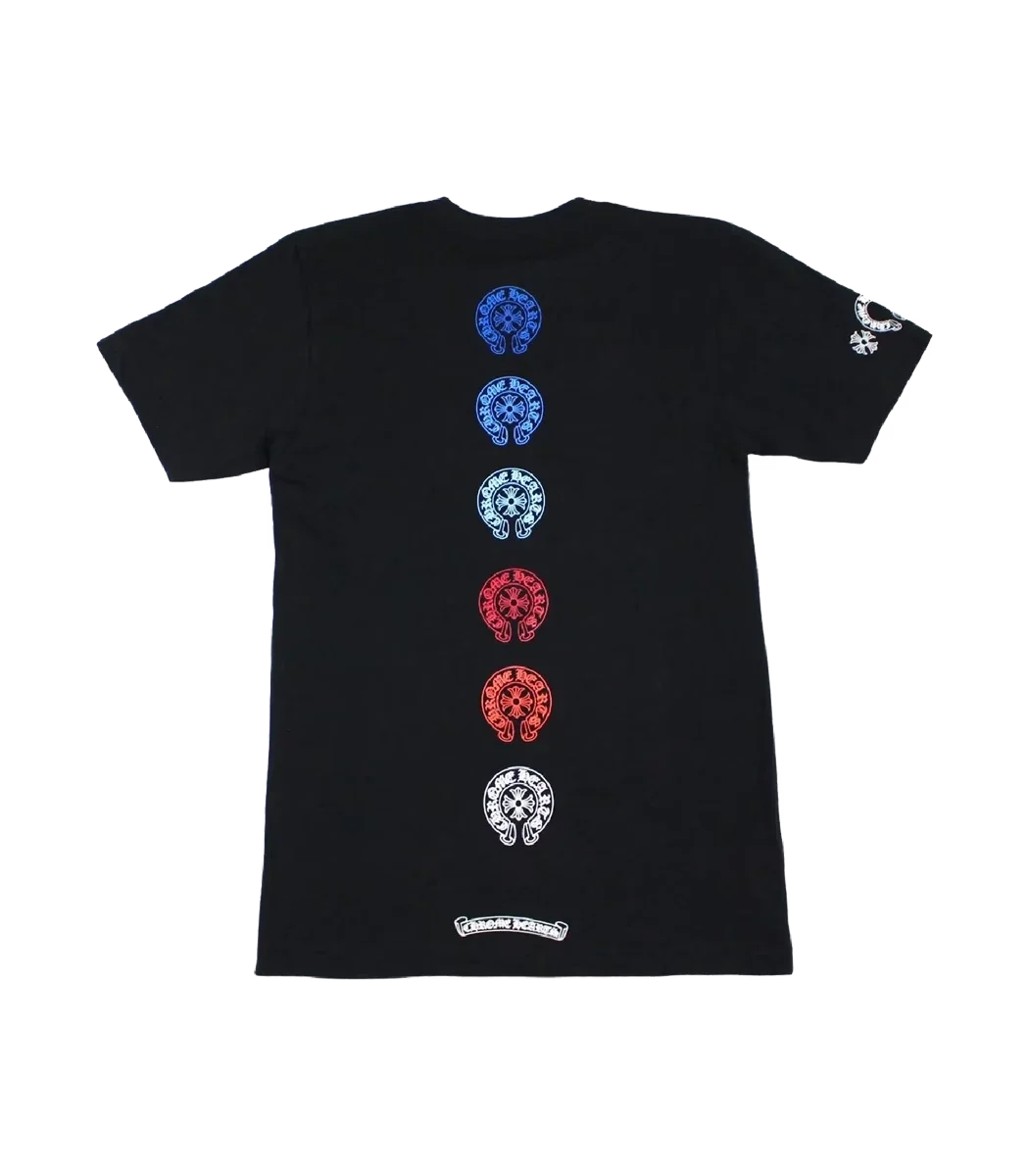 Chrome Heart Multi Colored Horseshoe Straight Cross T-Shirt Chrome Heart Multi Colored Horseshoe Straight Cross T-Shirt