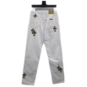 Chrome Heart White Leopard Cross Jeans