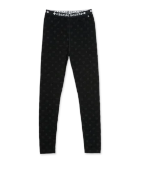 Chrome Hearts Black Cotton Leggings with Gray Multilogo Print