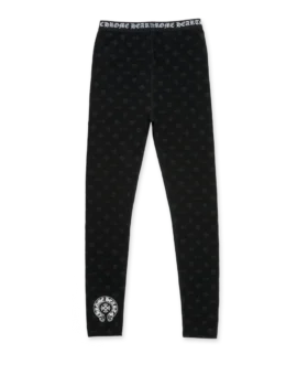 Chrome Hearts Black Cotton Leggings with Gray Multilogo Print