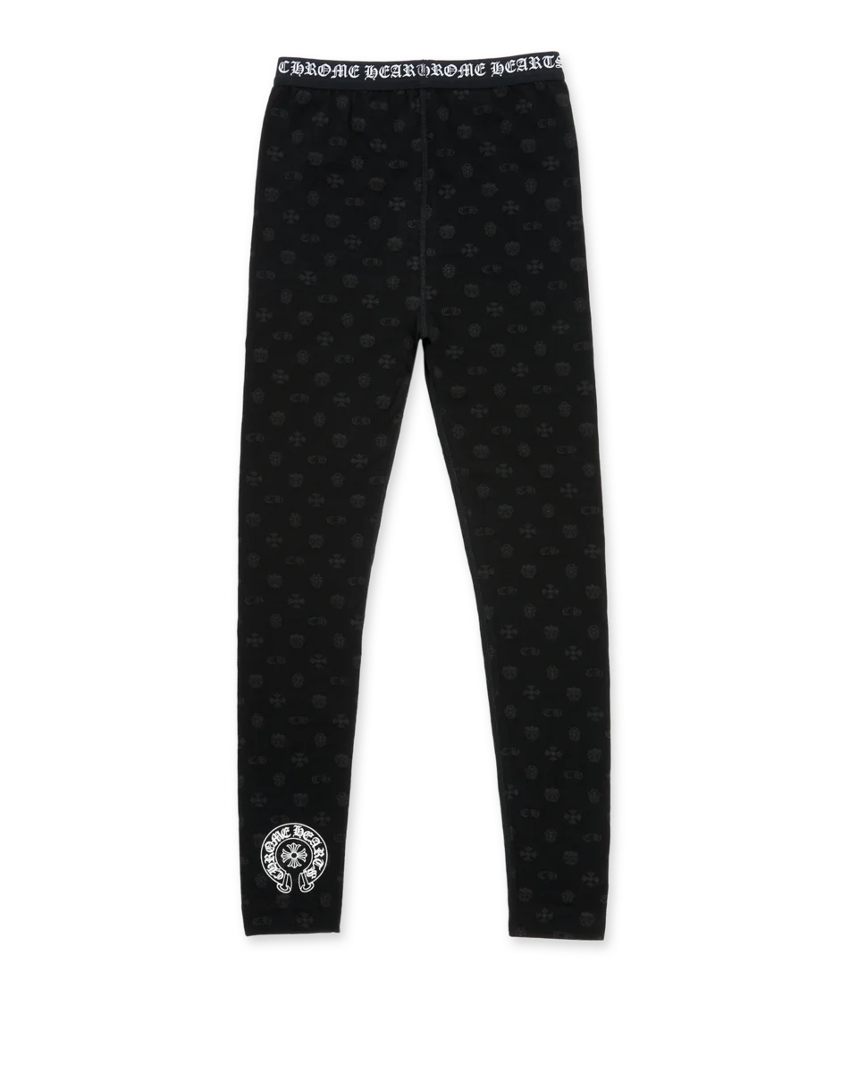 Chrome Hearts Black Cotton Leggings with Gray Multilogo Print Chrome Hearts Black Cotton Leggings with Gray Multilogo Print