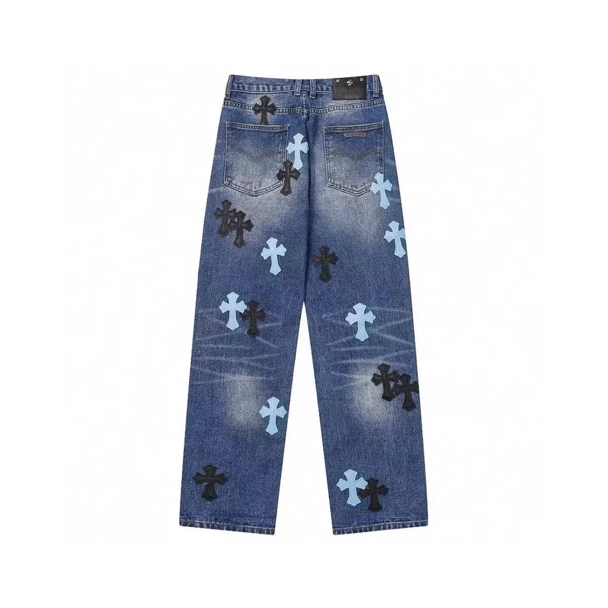 Chrome Hearts Black & Cyan Cross Patch Denim Chrome Hearts Black & Cyan Cross Patch Denim