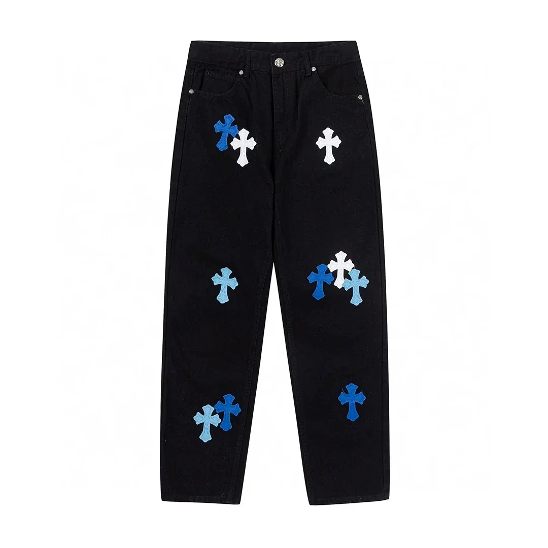 Chrome Hearts Blue & White Cross Patch Jeans Chrome Hearts Blue & White Cross Patch Jeans
