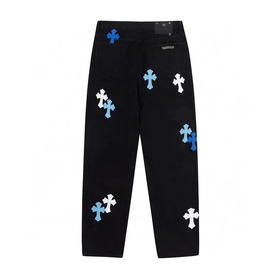 Chrome Hearts Blue & White Cross Patch Jeans Chrome Hearts Blue & White Cross Patch Jeans