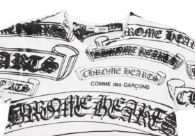 Chrome Hearts Comme Des Garcons Printed T-Shirt White, Black