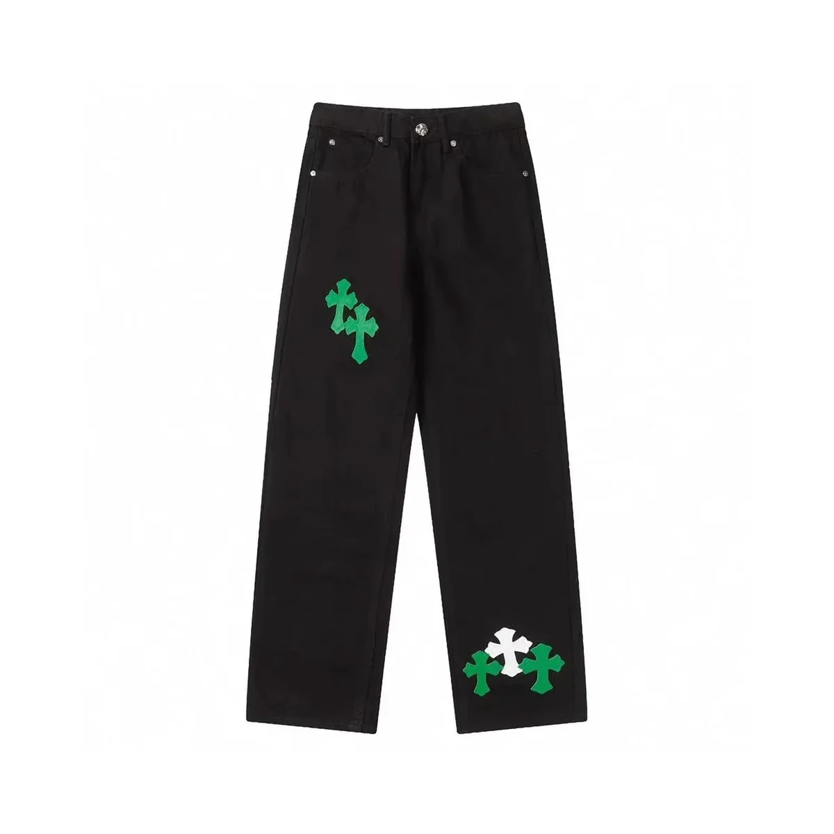 Chrome Hearts Cross Green & White Patch Jeans Chrome Hearts Cross Green & White Patch Jeans