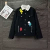 Chrome Hearts Denim Jacket with White Collar & Cross Patches Chrome Hearts Denim Jacket with White Collar & Cross Patches