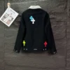Chrome Hearts Denim Jacket with White Collar & Cross Patches Chrome Hearts Denim Jacket with White Collar & Cross Patches