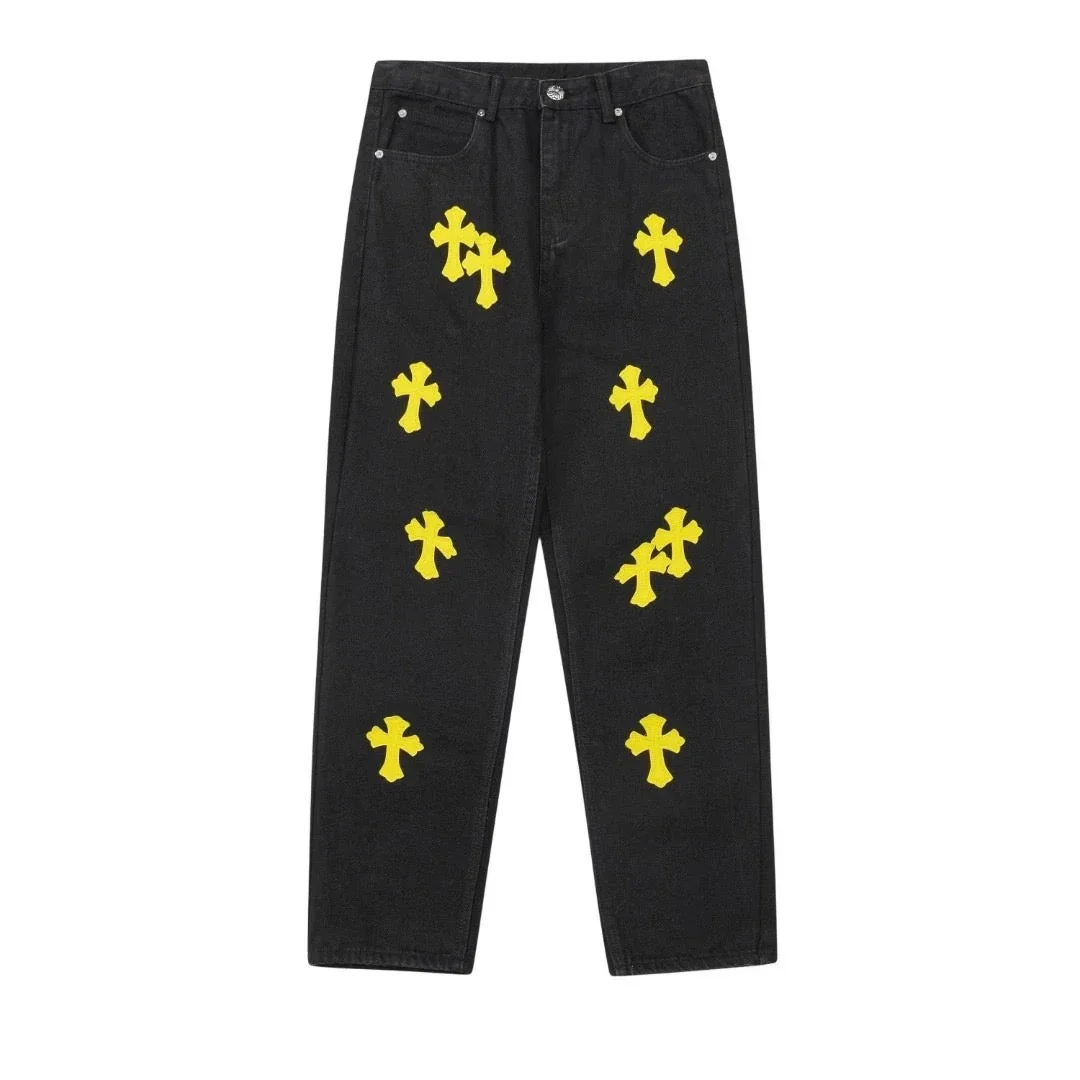 Chrome Hearts Distressed Yellow Jeans Chrome Hearts Distressed Yellow Jeans