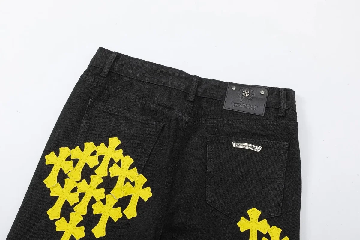 Chrome Hearts Distressed Yellow Jeans Chrome Hearts Distressed Yellow Jeans