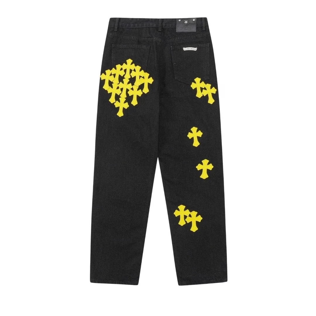 Chrome Hearts Distressed Yellow Jeans Chrome Hearts Distressed Yellow Jeans