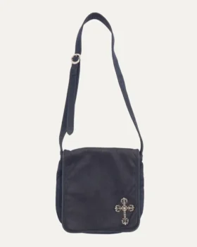 Chrome Hearts Filigree Cross Embellished Leather Messenger Bag