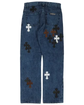 Chrome Hearts Fleur Knee Cross Patch Jeans
