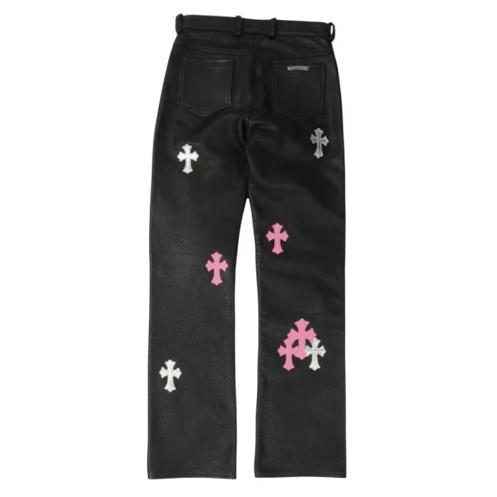 Chrome Hearts Fleur Knee Leather Cross Patch Pants Chrome Hearts Fleur Knee Leather Cross Patch Pants