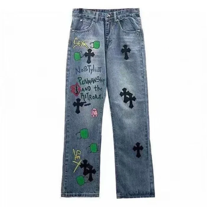 Chrome Hearts Graffiti Red Lips Jeans Chrome Hearts Graffiti Red Lips Jeans