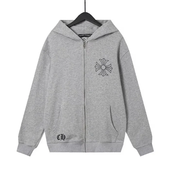 Chrome Hearts Grey Cross Floral Zip-Up Hoodie Chrome Hearts Grey Cross Floral Zip-Up Hoodie