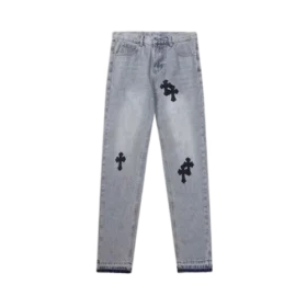 Chrome Hearts Hand-Painted Cross Leather Jeans