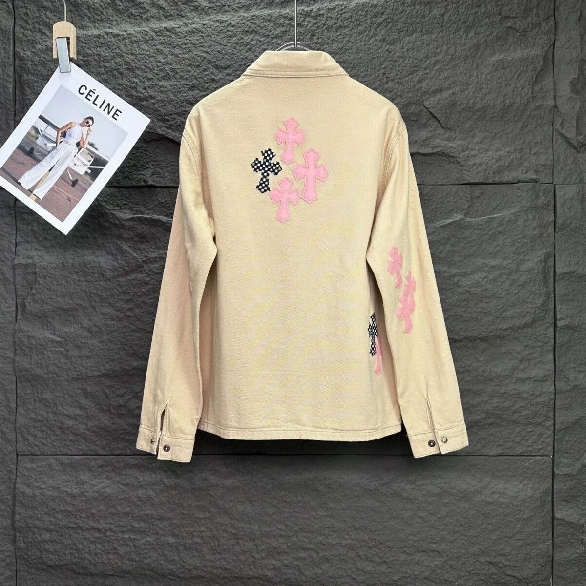 Chrome Hearts Jacket with Pink and Black Crosses Chrome Hearts Jacket with Pink and Black Crosses
