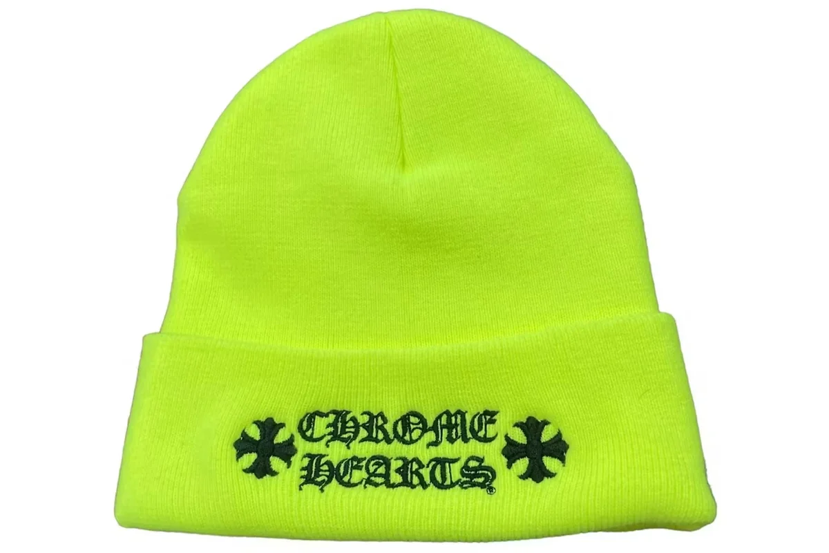 Chrome Hearts Logo Beanie Neon Yellow Chrome Hearts Logo Beanie Neon Yellow