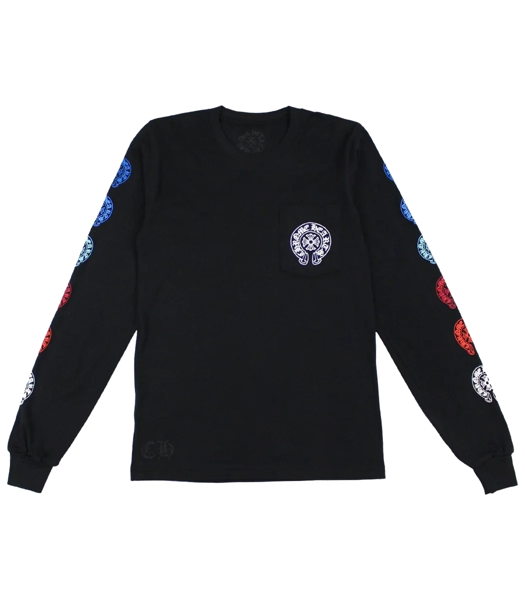 Chrome Hearts Multi Color Horseshoe Long Sleeve T-Shirt Chrome Hearts Multi Color Horseshoe Long Sleeve T-Shirt