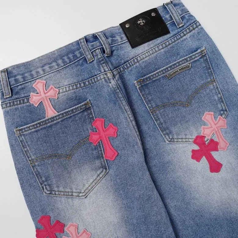 Chrome Hearts Pink Cross Logo Jeans Chrome Hearts Pink Cross Logo Jeans