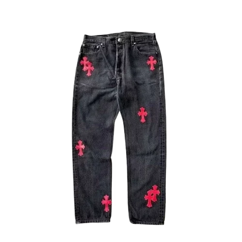 Chrome Hearts Red Cross Patch Jeans Chrome Hearts Red Cross Patch Jeans