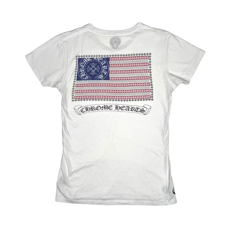 Chrome Hearts Usa Flag Back Print Tee in White Chrome Hearts Usa Flag Back Print Tee in White