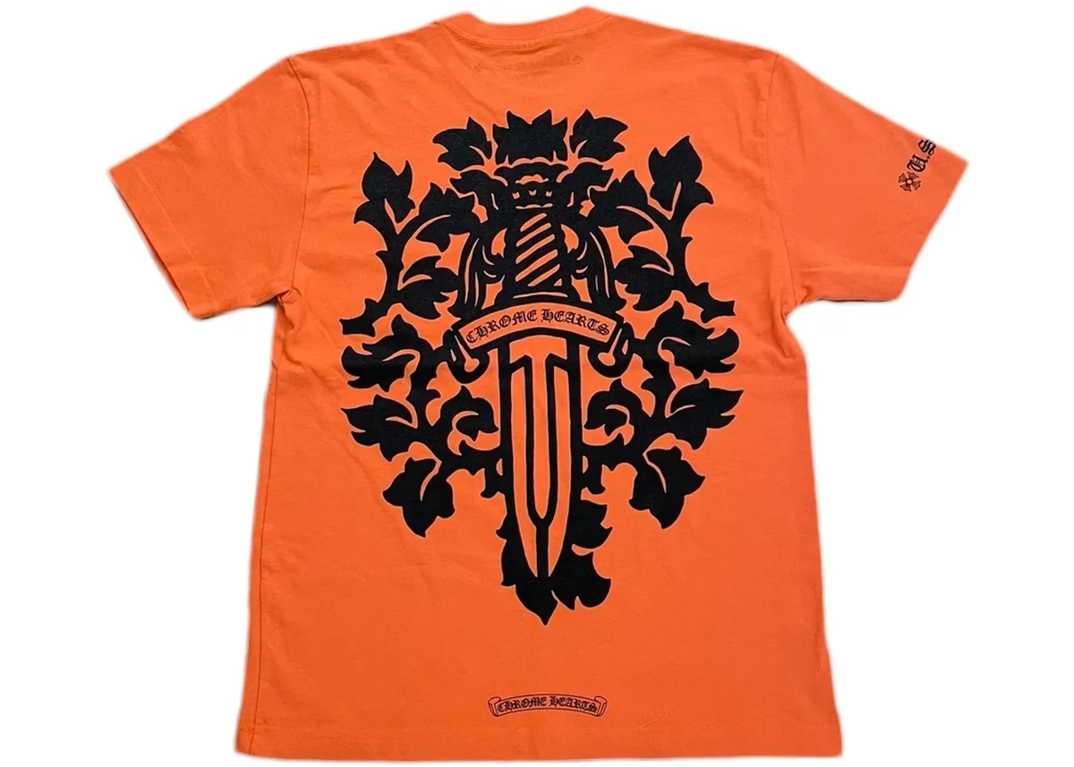 Chrome Hearts Vine Dagger T Shirt Orange Black Chrome Hearts Vine Dagger T Shirt Orange Black
