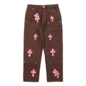 Chrome Style Brown Carpenter Hearts Pants