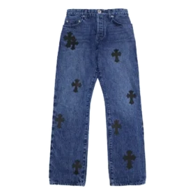 Cross Leather Patches Jeans