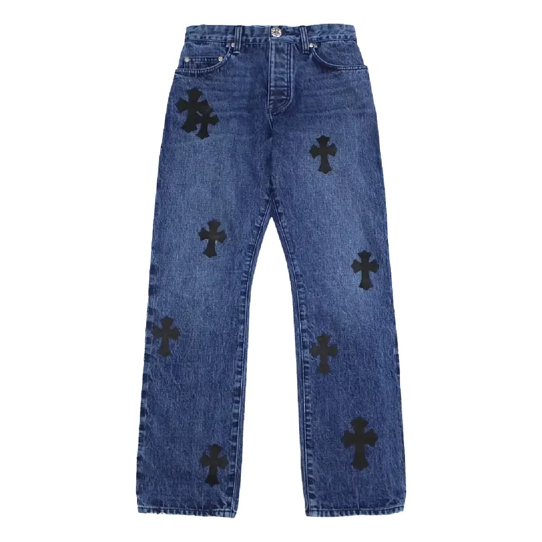 Cross Leather Patches Jeans Cross Leather Patches Jeans