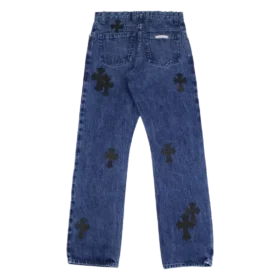 Cross Leather Patches Jeans