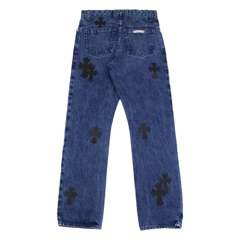 Cross Leather Patches Jeans Cross Leather Patches Jeans