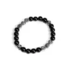 Onyx Bead Bracelet 8Mm (8 Silver Beads) Onyx Bead Bracelet 8Mm (8 Silver Beads)