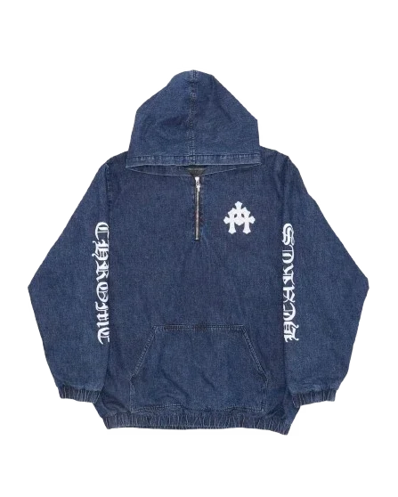 Ruckus Hooded Denim Cross Patch Jacket Ruckus Hooded Denim Cross Patch Jacket
