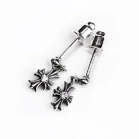 Tiny E Ch Plus Drop Earrings with Diamonds