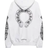 White Floral Horseshoe Zip-Up Hoodie White Floral Horseshoe Zip-Up Hoodie