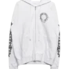 White Floral Horseshoe Zip-Up Hoodie White Floral Horseshoe Zip-Up Hoodie